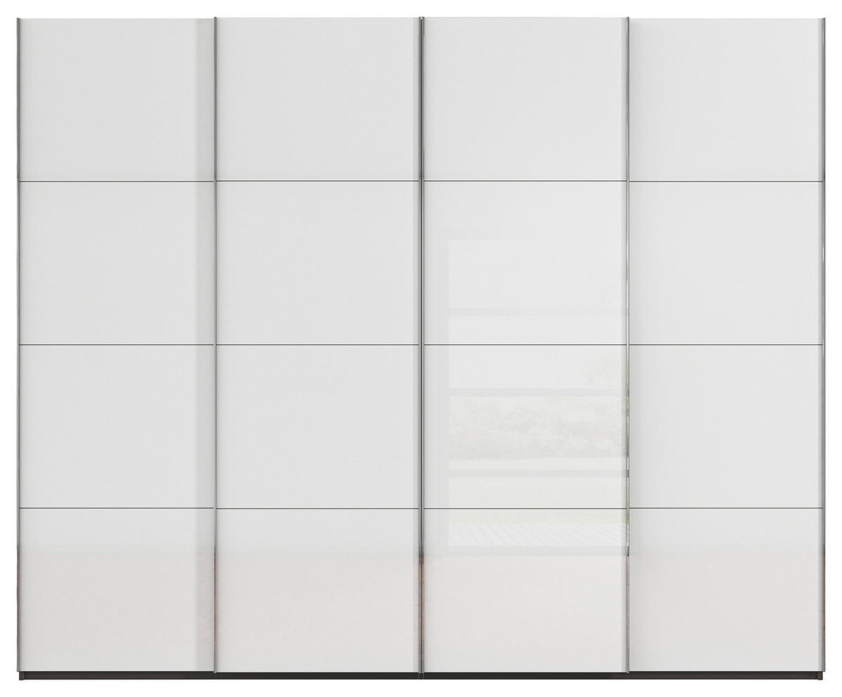 SCHWEBETÜRENSCHRANK 271/235/68 cm 4-türig Graphitfarben, Weiß  - Chromfarben/Graphitfarben, Design, Glas/Holzwerkstoff (271/235/68cm) - Novel