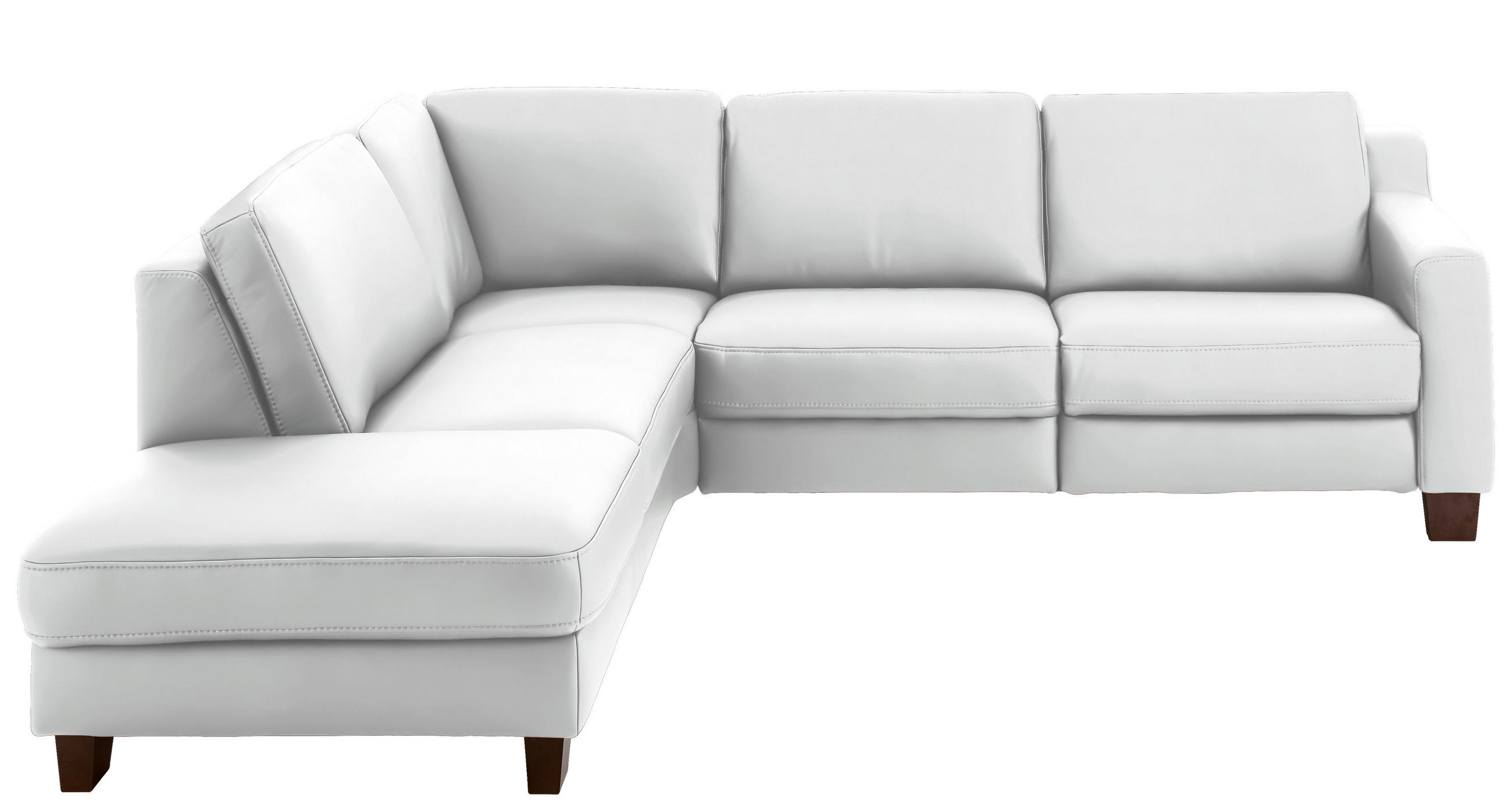 ECKSOFA in Echtleder Weiss  - Weiss/Eichefarben, Design, Leder/Holz (235/259cm) - Valdera