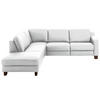 ECKSOFA in Echtleder Weiss  - Weiss/Eichefarben, Design, Leder/Holz (235/259cm) - Valdera