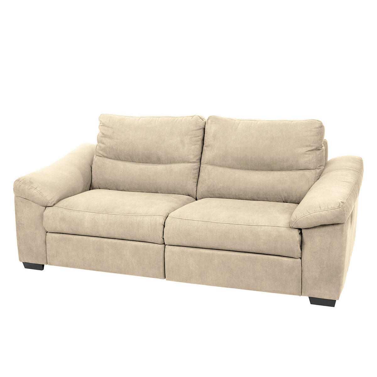2,5-SITZER Flachgewebe Beige  - Beige/Schwarz, Design, Holz/Textil (214/97/97cm) - Livetastic