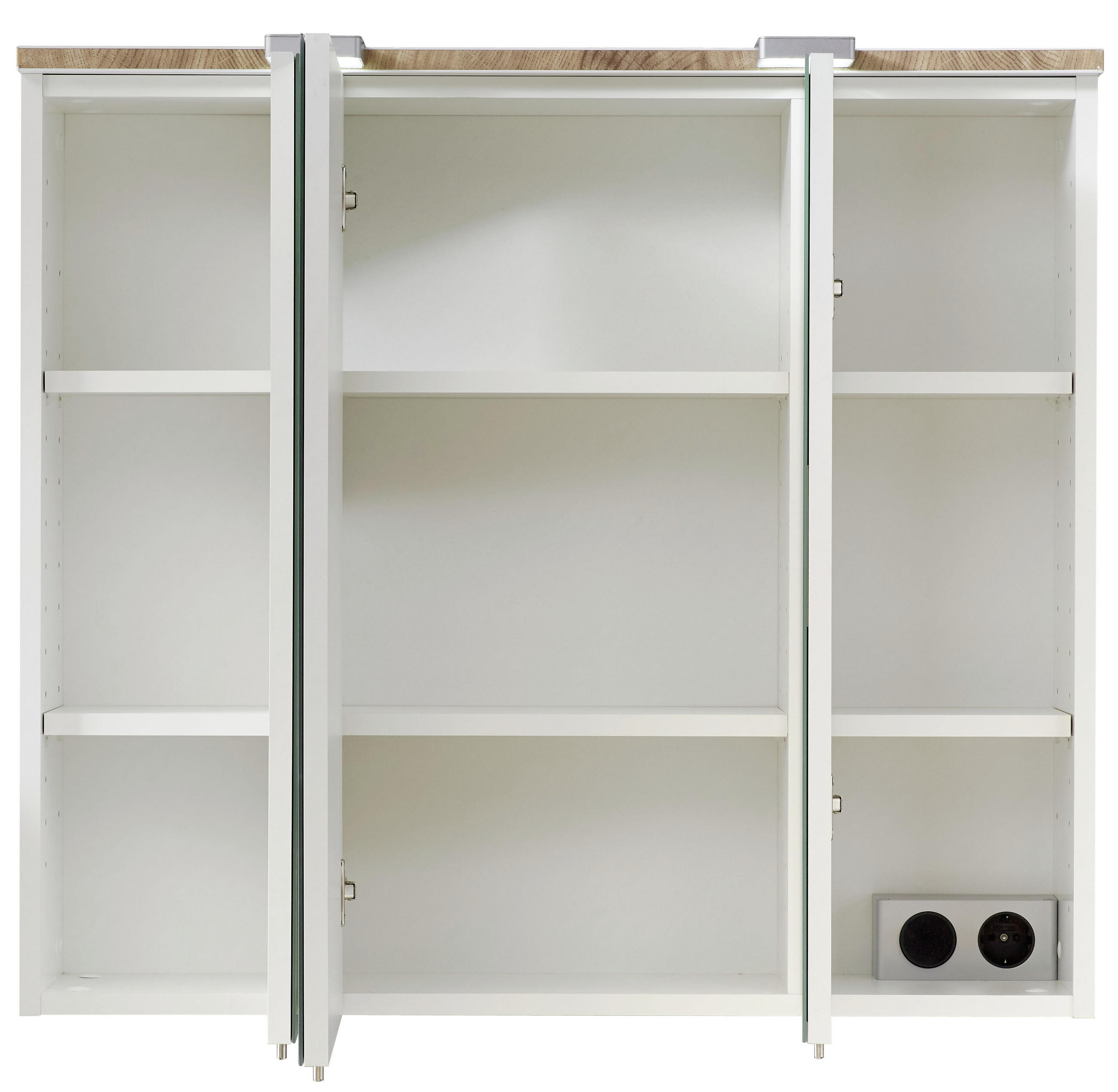 Thumbnail - Xora Spiegelschrank, Weiß, Metall, 6 Fächer, 80x70x20 cm, Made in Germany, Badezimmer, Badezimmerspiegel, Spiegelschränk...