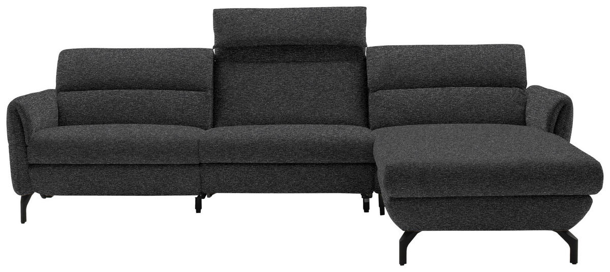 ECKSOFA Anthrazit Chenille  - Anthrazit/Schwarz, Design, Textil/Metall (299/187cm) - Schöner Wohnen