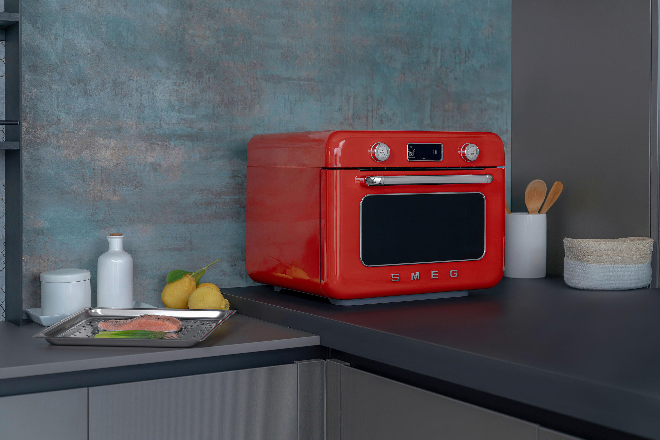 MINIBACKOFEN 50´s Style  - Rot, Basics, Metall (50/40/51cm) - SMEG