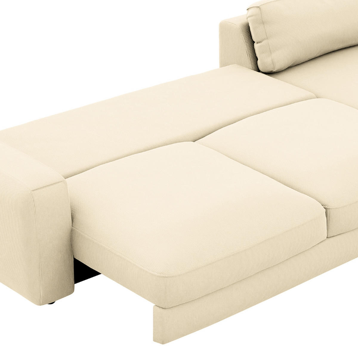 ECKSOFA in Cord Creme  - Creme/Schwarz, Modern, Textil (303/84/176cm) - Trendmanufaktur