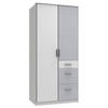 GARDEROB 91/199/58 cm 2-dörrar - vit/aluminiumfärgad, Klassisk, trämaterial/plast (91/199/58cm) - Carryhome