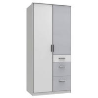 GARDEROB 91/199/58 cm 2-dörrar - vit/aluminiumfärgad, Klassisk, trämaterial/plast (91/199/58cm) - Carryhome