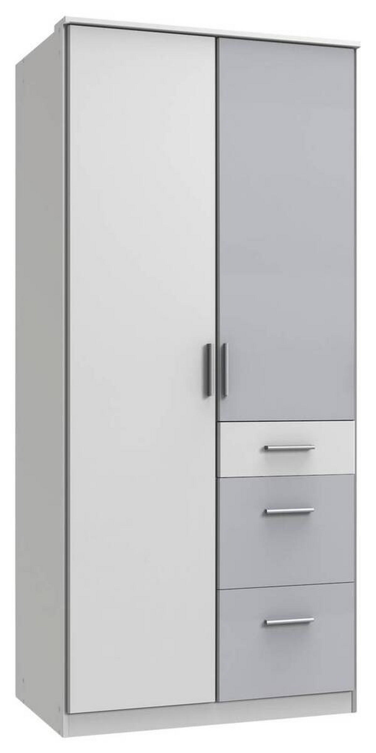 GARDEROB 91/199/58 cm 2-dörrar - vit/aluminiumfärgad, Klassisk, trämaterial/plast (91/199/58cm) - Carryhome