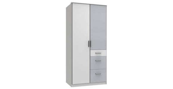 KLEIDERSCHRANK 2-türig Weiß, Hellgrau  - Hellgrau/Alufarben, KONVENTIONELL, Holzwerkstoff/Kunststoff (91/199/58cm) - Carryhome