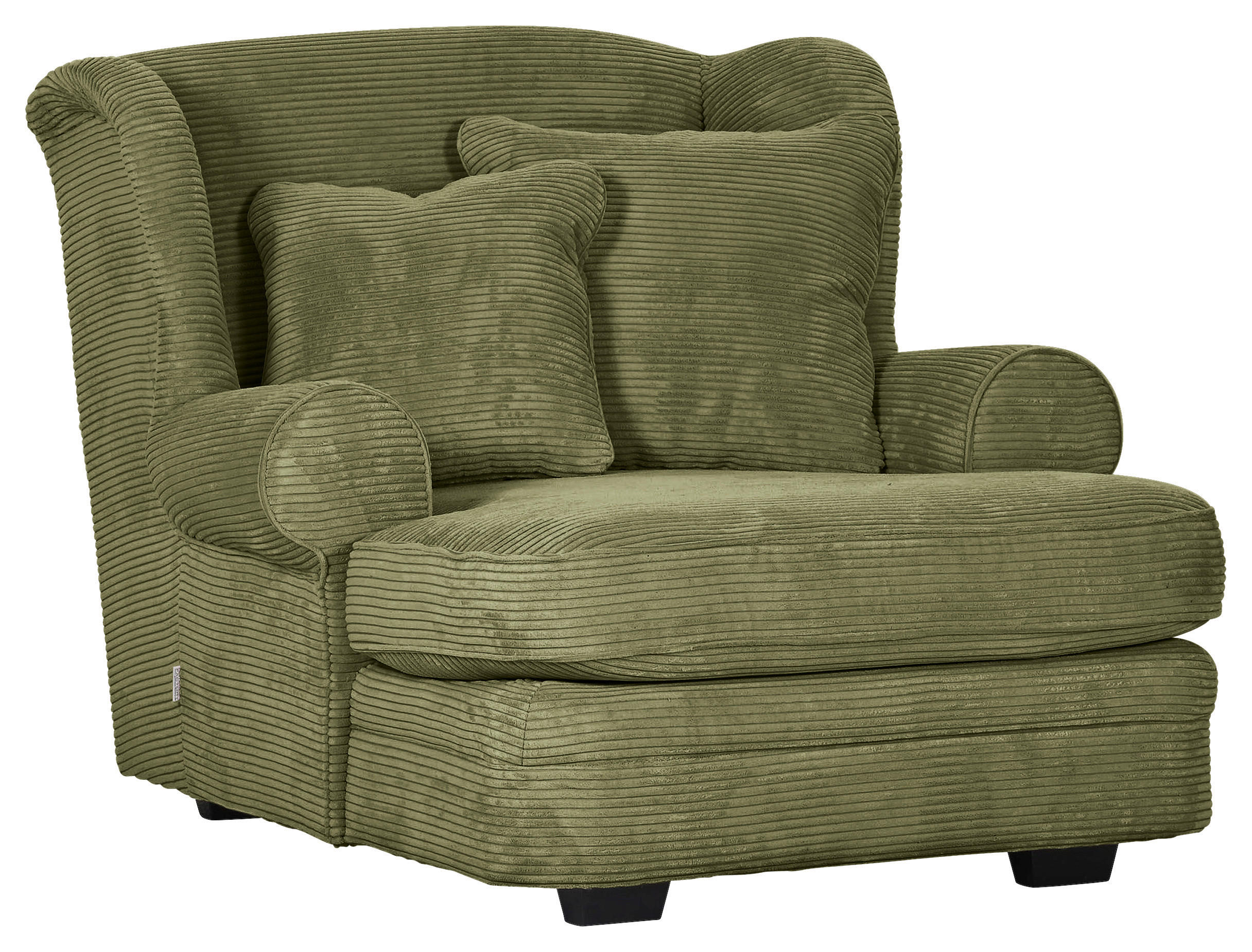 XXL-SESSEL Cord Dunkelgrün    - Dunkelgrün/Beige, Design, Holz/Textil (121/100/140cm) - Ambia Home