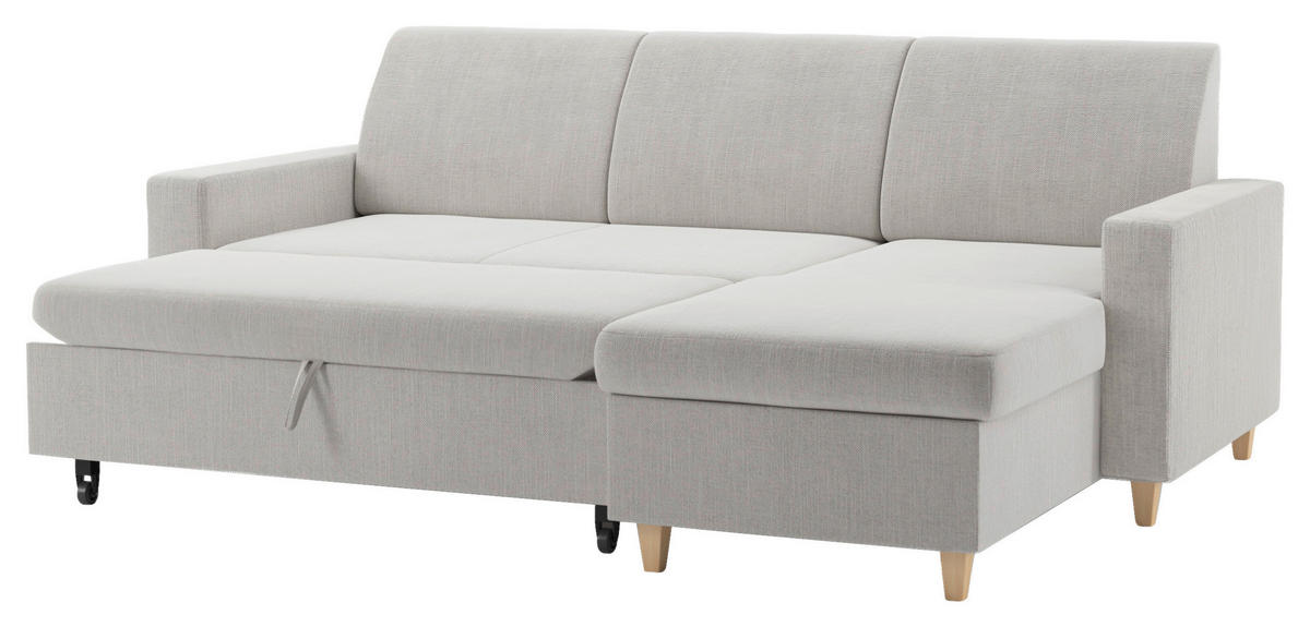ECKSOFA NIKAS in Flachgewebe Creme  227/156 cm  - Buchefarben/Creme, Design, Holz/Textil (227/156cm) - MID.YOU
