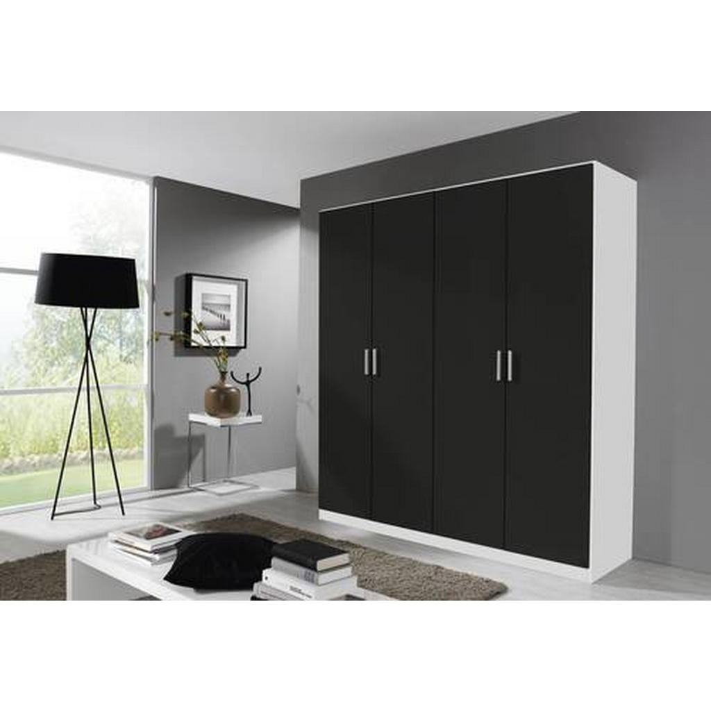 Thumbnail - Rauch Möbel Drehtürenschrank, Weiß, Grau, Holzwerkstoff, 4 Fächer, 181x197x54 cm, Blauer Engel, Made in Germany, Schlafz...