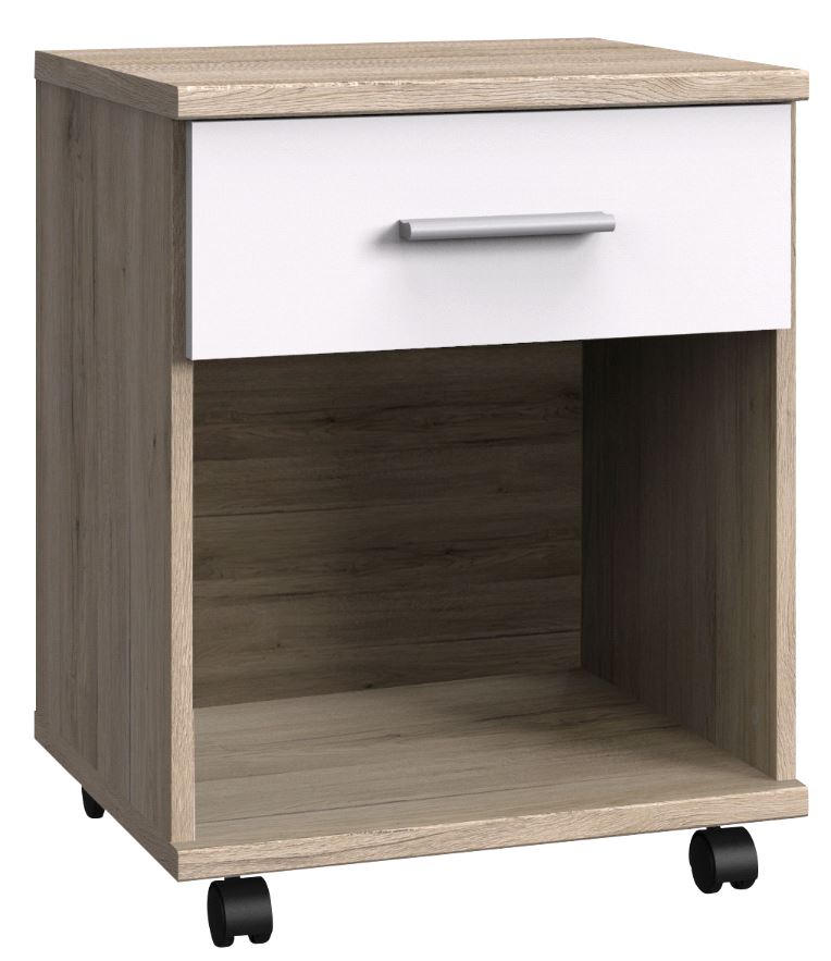 Boxxx Rollcontainer Weiß, Eiche San Remo 46x58x40 cm