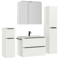 BADEZIMMER 5-teilig  in 141 cm  - Schwarz/Weiß, MODERN, Holzwerkstoff/Stein (141cm) - Nobilia