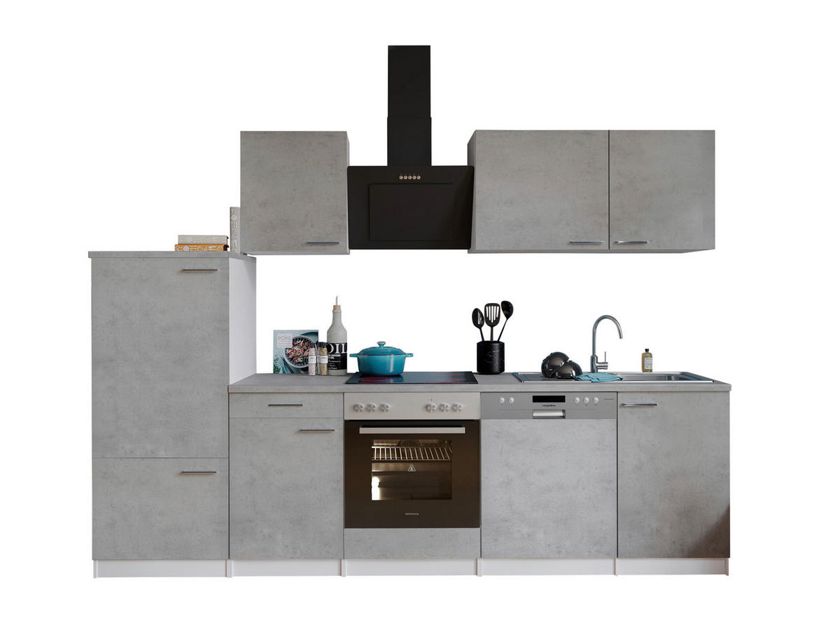 MODULKÖK 280 cm   i grå, vit  - stålfärgad/vit, Basics, metall/trämaterial (280cm) - Respekta