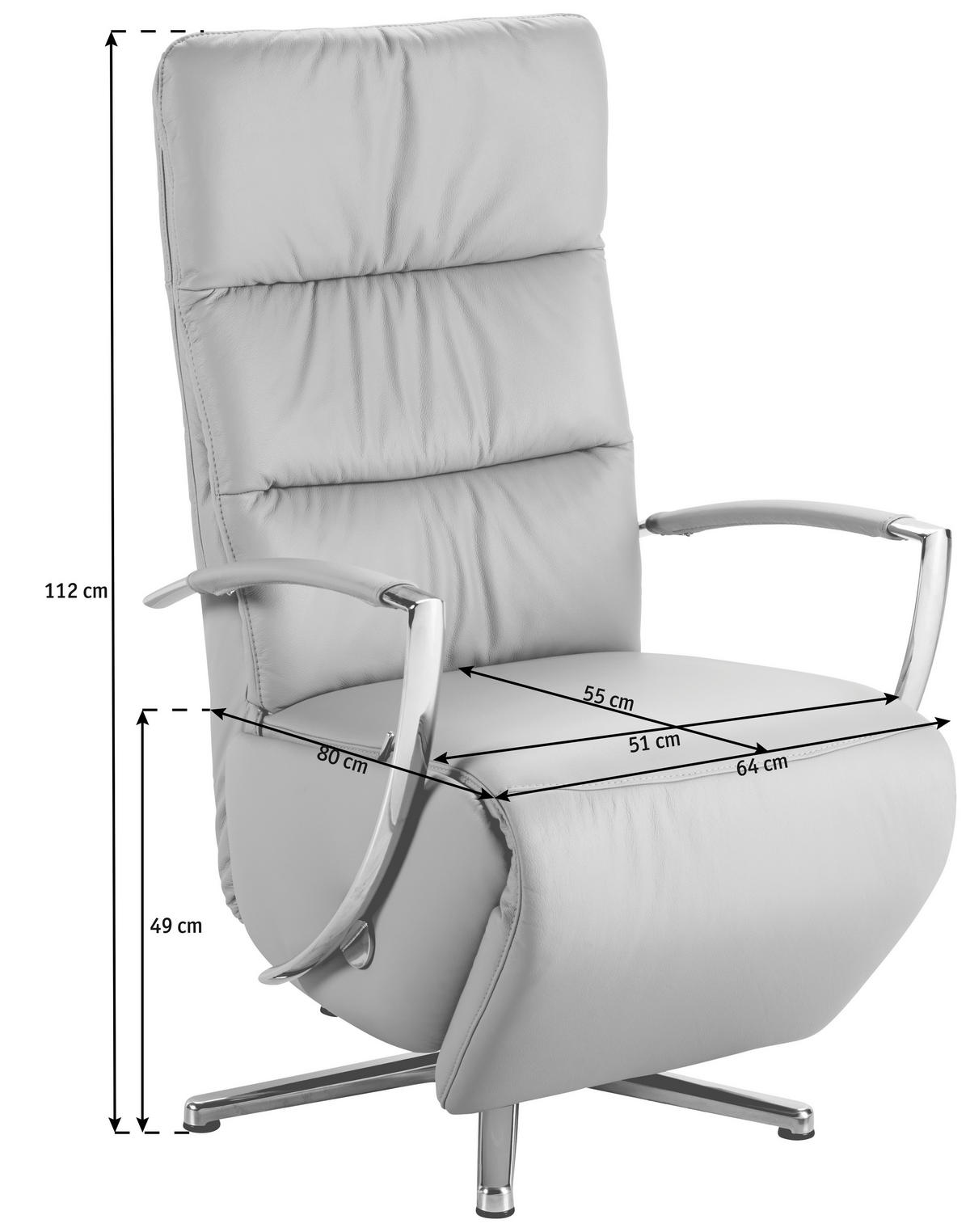 RELAXSESSEL in Leder Currygelb  - Chromfarben/Currygelb, Design, Leder/Metall (64/112/80cm) - Cantus