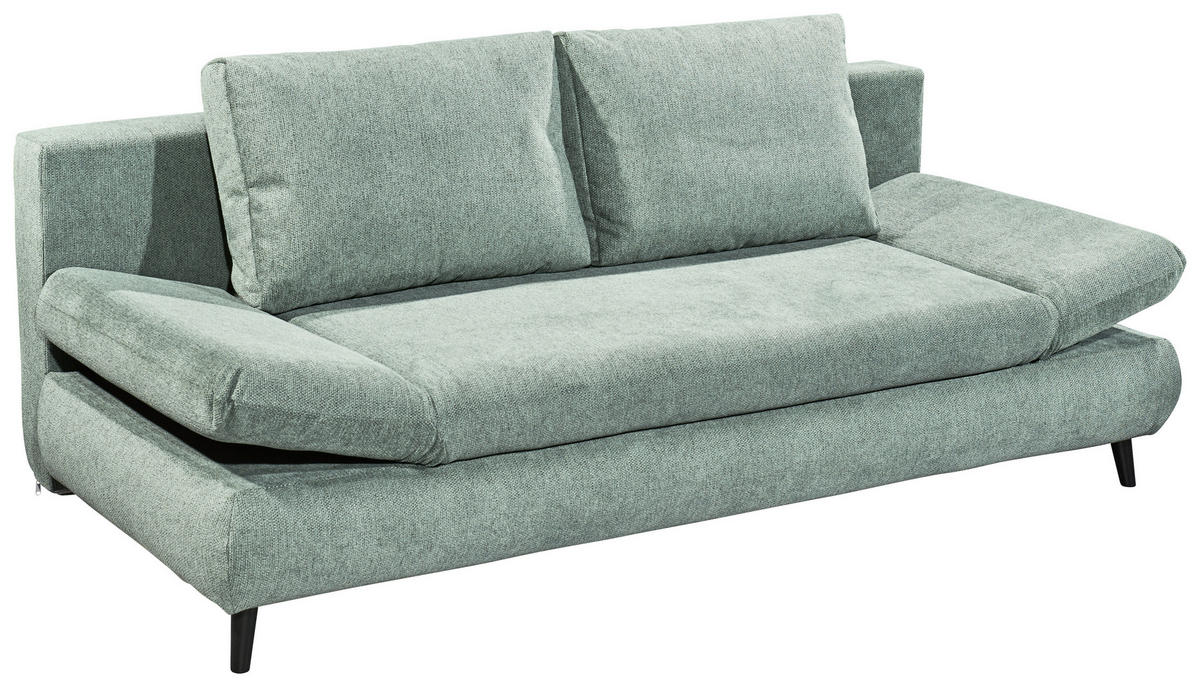 KANAPÉÁGY textil, faalapú anyag szürkéskék  - fekete/szürkéskék, Konventionell, műanyag/faalapú anyag (212/88/101cm) - MID.YOU