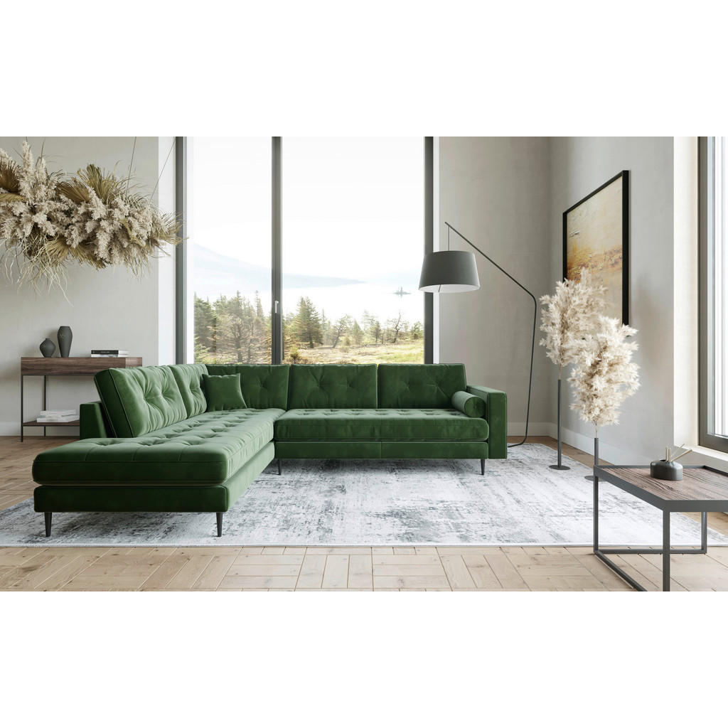 Thumbnail - Livetastic Ecksofa Scott, Olivgrün, Textil, 4-Sitzer, Füllung: Daunen, Silikon,Silikon, Ottomane links, L-Form, 259x205 ...