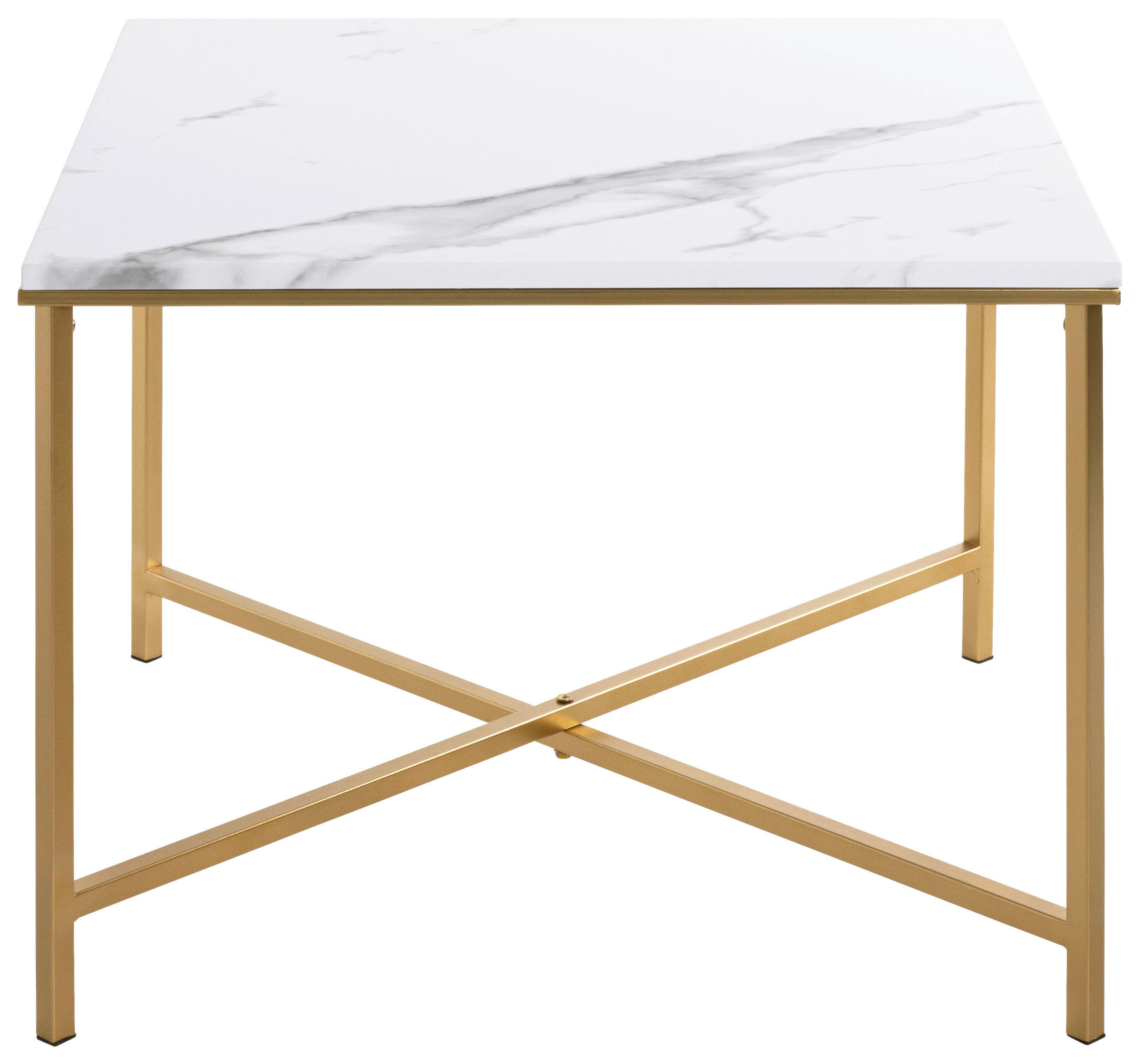 ODKLÁDACÍ STOLEK, bílá, barvy zlata - bílá/barvy zlata, Trend, kov/kompozitní dřevo (60/60/47cm)