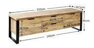TV-ELEMENT Eichefarben  - Eichefarben/Schwarz, Design, Metall (152,4/45/39,5cm)