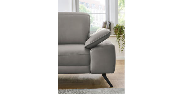 ECKSOFA in Echtleder Hellgrau 193/332 cm - Hellgrau/Schwarz, Design, Leder/Metall (193/332cm) - Dieter Knoll