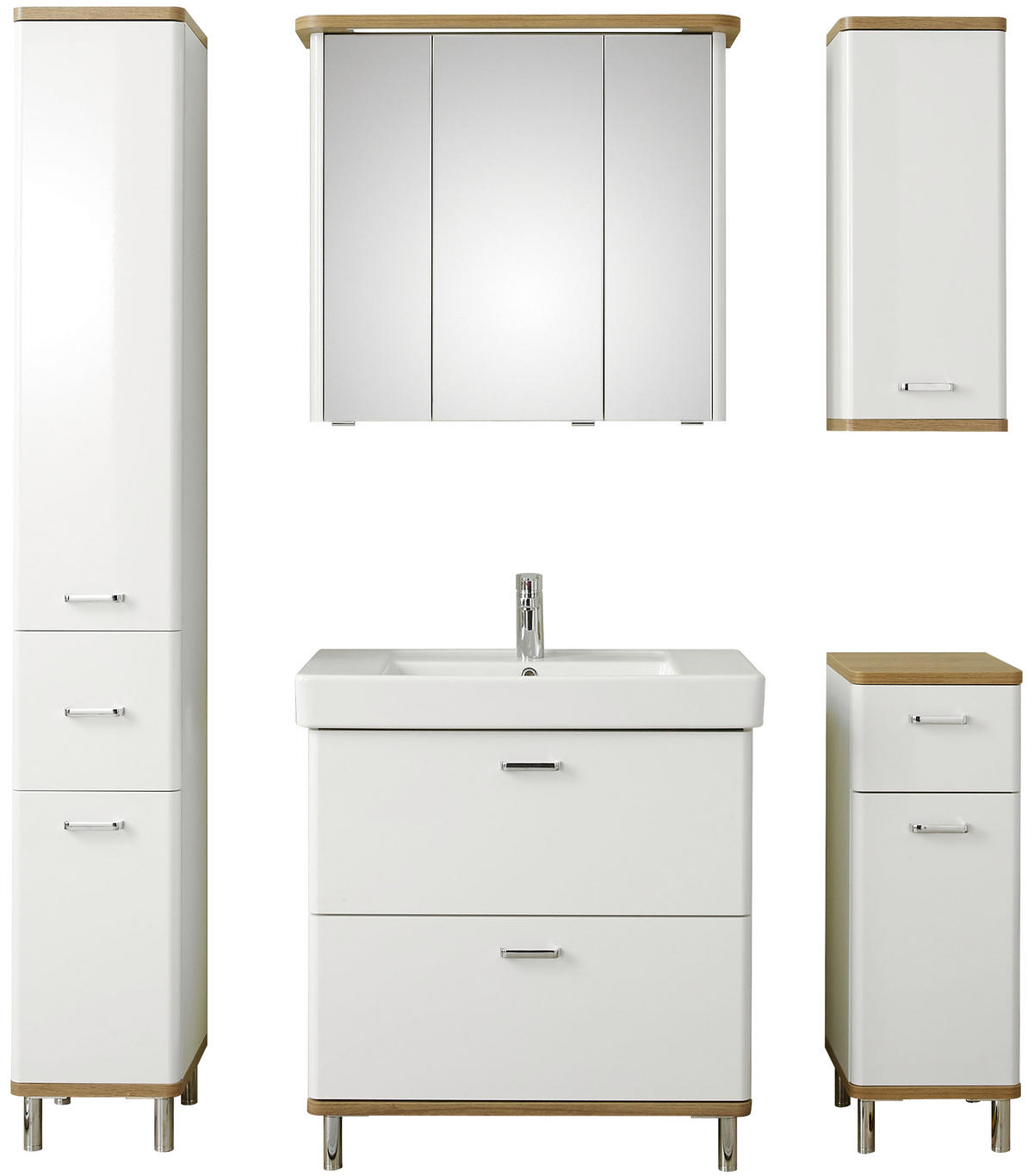 TÜKRÖS SZEKRÉNY 80/72/20 cm  - króm/tölgyfa, Konventionell, faalapú anyag/Üveg (80/72/20cm) - Xora