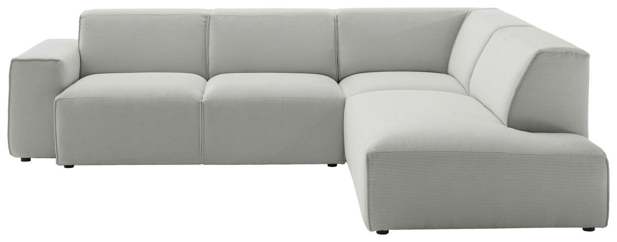 ECKSOFA Hellgrau Cord  - Hellgrau/Schwarz, Design, Kunststoff/Textil (270/210cm) - Pure Home Lifestyle
