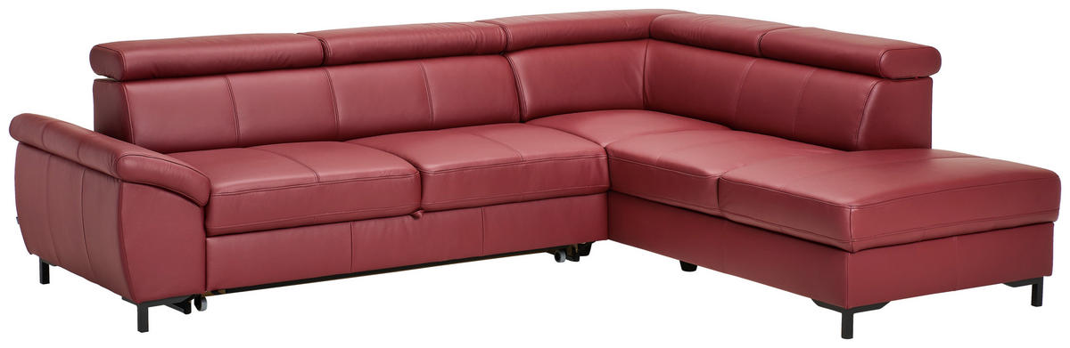 ROHOVÁ SEDACIA SÚPRAVA, koža, bordová - čierna/bordová, Design, kov/koža (268/213cm) - Celina Home