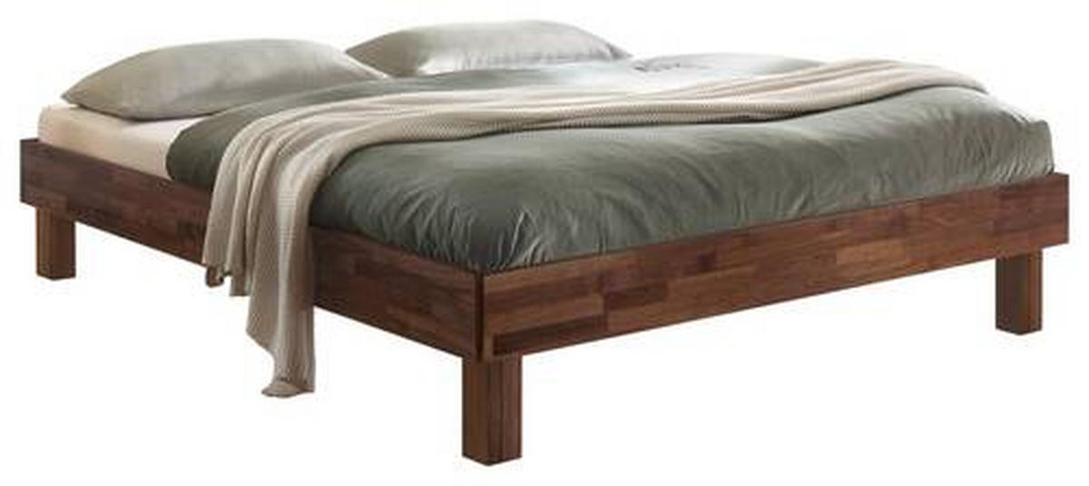 BETT Nussbaum massiv 160/200 cm Nussbaumfarben von HASENA