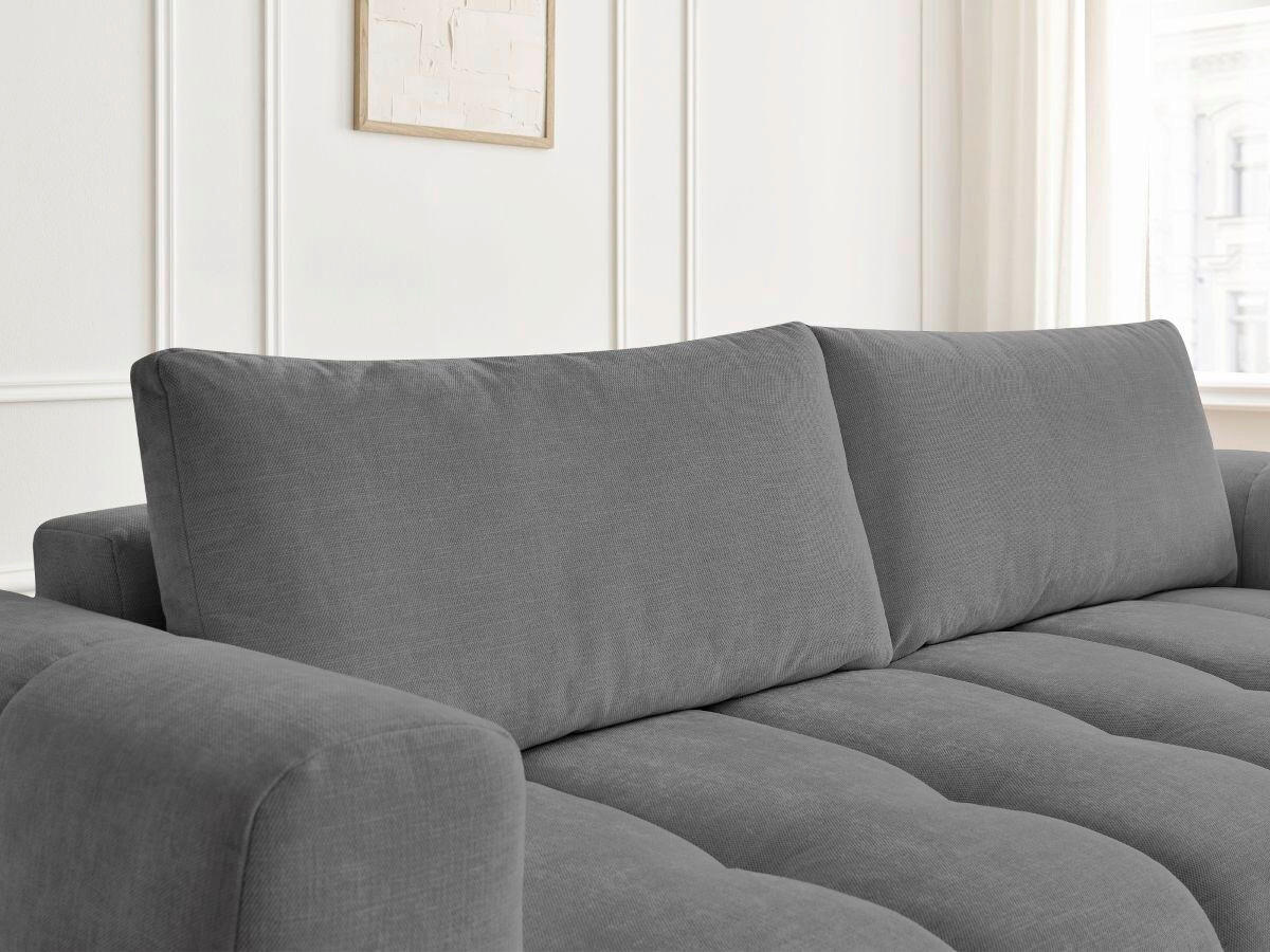 SCHLAFSOFA FUJI Leinenoptik Dunkelgrau  inkl.  - Dunkelgrau/Schwarz, MODERN, Kunststoff/Textil (251/113/88cm)