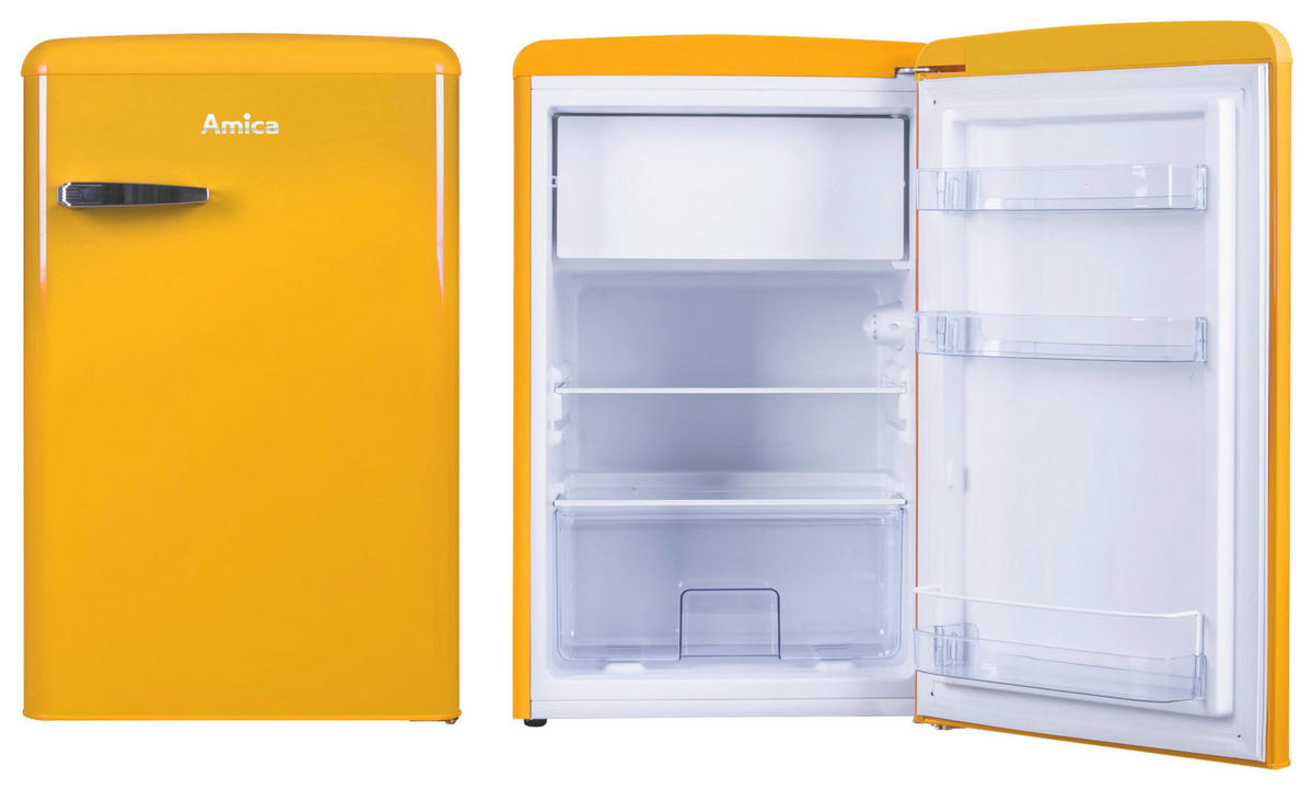 KÜHLSCHRANK 55/86/61,5 cm KS 15613 Y  - Gelb, Basics, Glas/Metall (55/86/61,5cm) - Amica
