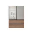 HIGHBOARD 90/130/45 cm  - Taupe/Nussbaumfarben, Design, Glas/Holz (90/130/45cm) - Ambiente