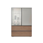 HIGHBOARD 90/130/45 cm  - Taupe/Nussbaumfarben, Design, Glas/Holz (90/130/45cm) - Ambiente