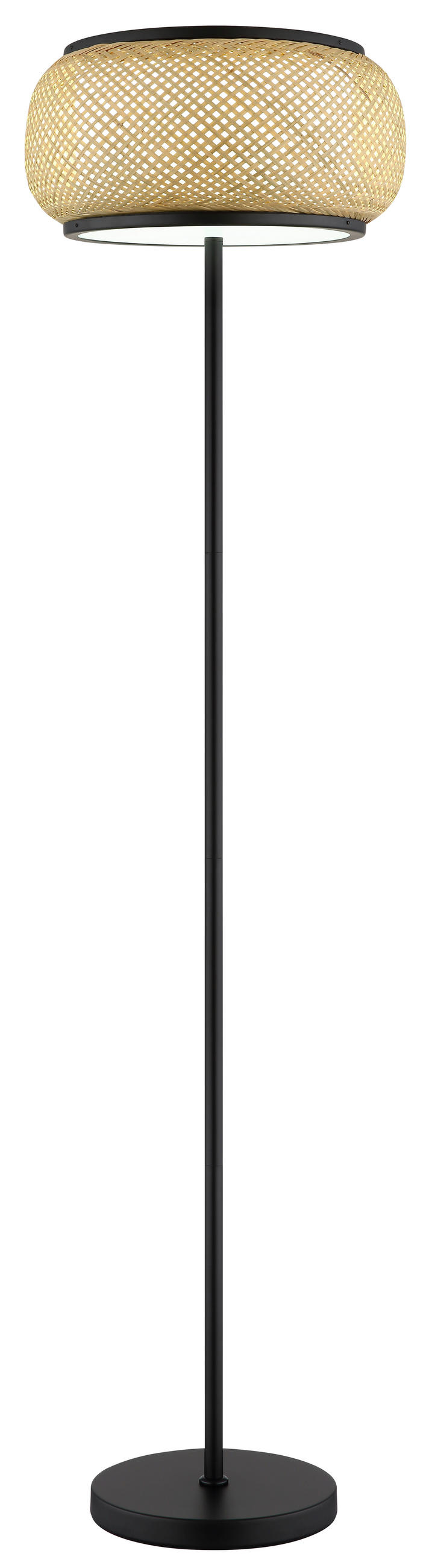 LED-STEHLEUCHTE 38/146,1 cm    - Schwarz/Naturfarben, Design, Holz/Kunststoff (38/146,1cm) - Globo