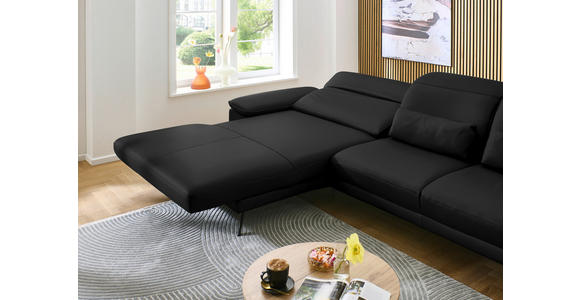 ECKSOFA in Echtleder Schwarz  - Schwarz, Design, Leder/Metall (193/332cm) - Dieter Knoll