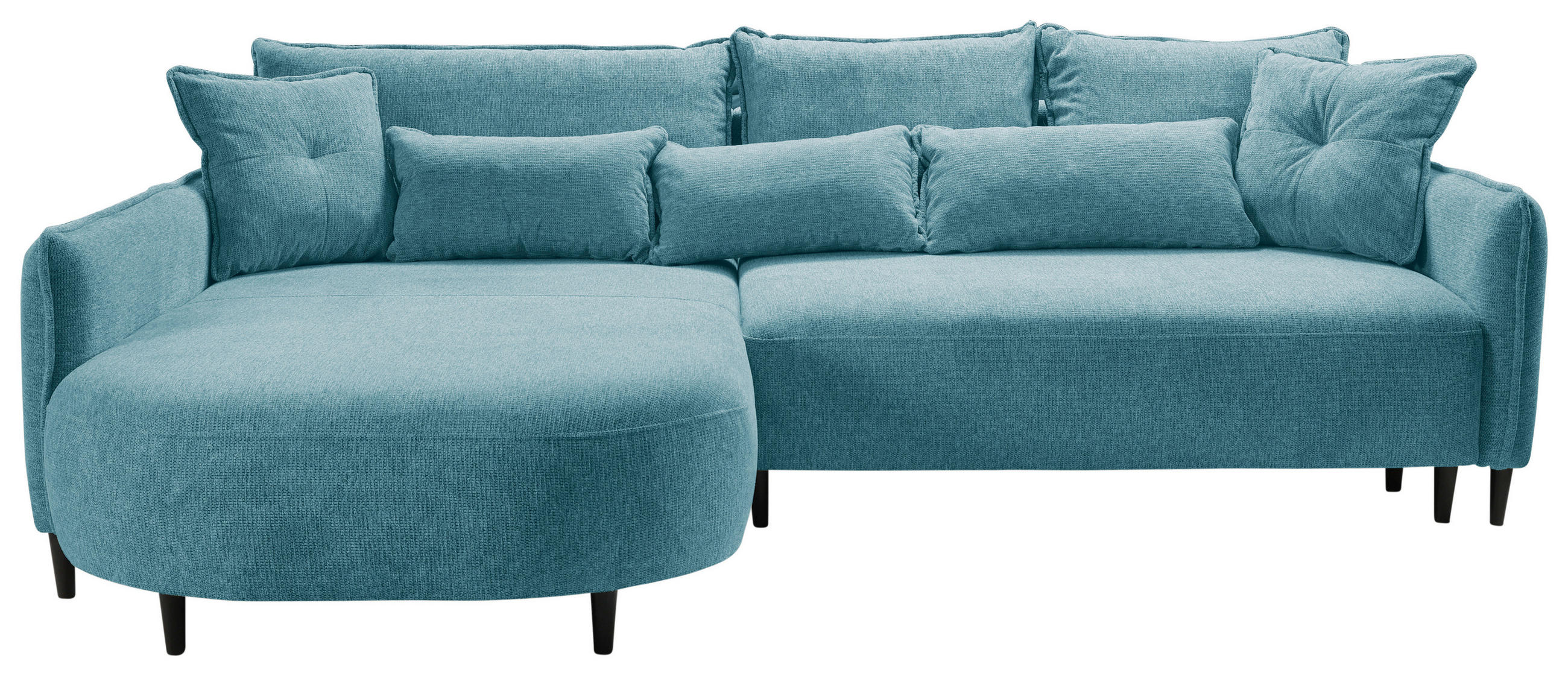 ECKSOFA in Chenille Blau  - Blau/Schwarz, Modern, Textil/Metall (200/285cm) - MID.YOU