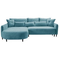 ECKSOFA in Chenille Blau  - Blau/Schwarz, Modern, Textil/Metall (200/285cm) - MID.YOU