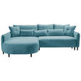 ECKSOFA in Chenille Blau  - Blau/Schwarz, MODERN, Textil/Metall (200/285cm) - Carryhome