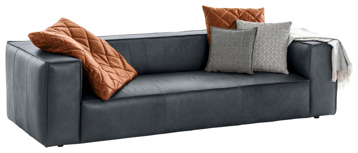 3-SITZER-SOFA in Echtleder Dunkelblau  - Schwarz/Dunkelblau, Modern, Leder/Kunststoff (260/66/104cm) - W.Schillig