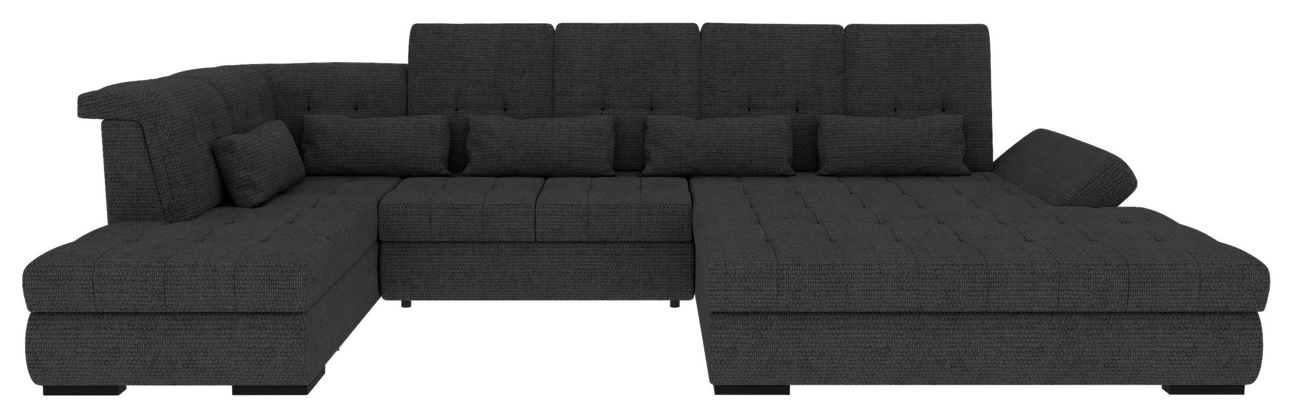 WOHNLANDSCHAFT Graphitfarben Struktur  - Schwarz/Graphitfarben, KONVENTIONELL, Kunststoff/Textil (222/358/212cm) - Carryhome