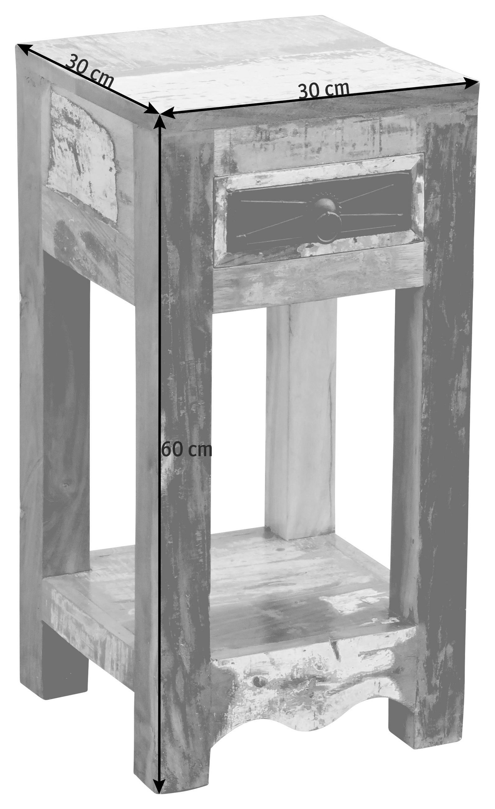 BEISTELLTISCH 30/30/60 cm Altholz Multicolor quadratisch  - Multicolor, LIFESTYLE, Holz (30/30/60cm) - Landscape