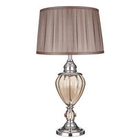 TISCHLEUCHTE 38/68 cm   - Chromfarben/Bernsteinfarben, Design, Glas/Textil (38/68cm)