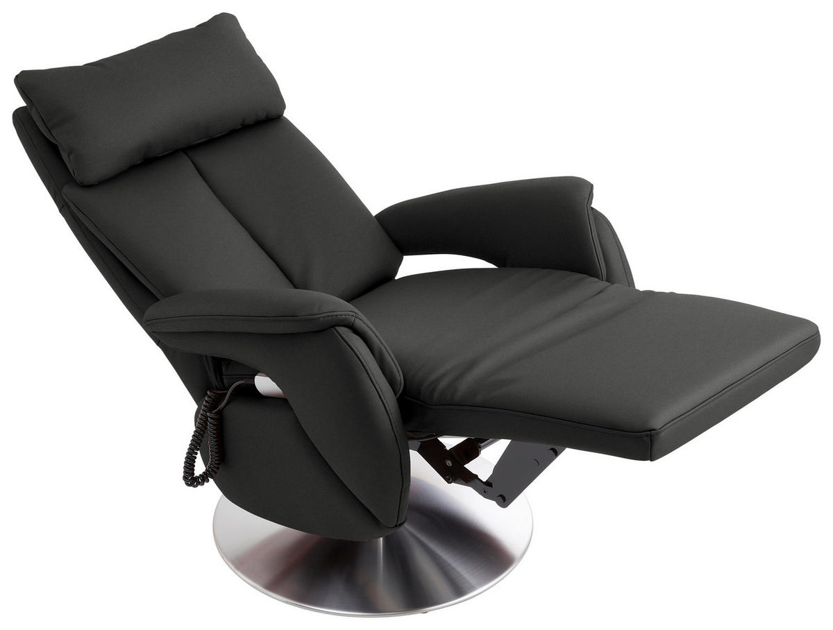 RELAXSESSEL in Leder Anthrazit  - Edelstahlfarben/Anthrazit, Konventionell, Leder/Metall (78/110/81cm) - Cantus