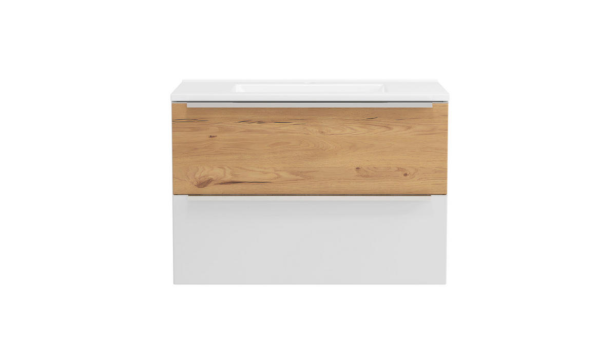 WASCHTISCHKOMBI  - Wildeiche/Edelstahlfarben, Trend, Holzwerkstoff/Stein (80/54/47cm) - Held