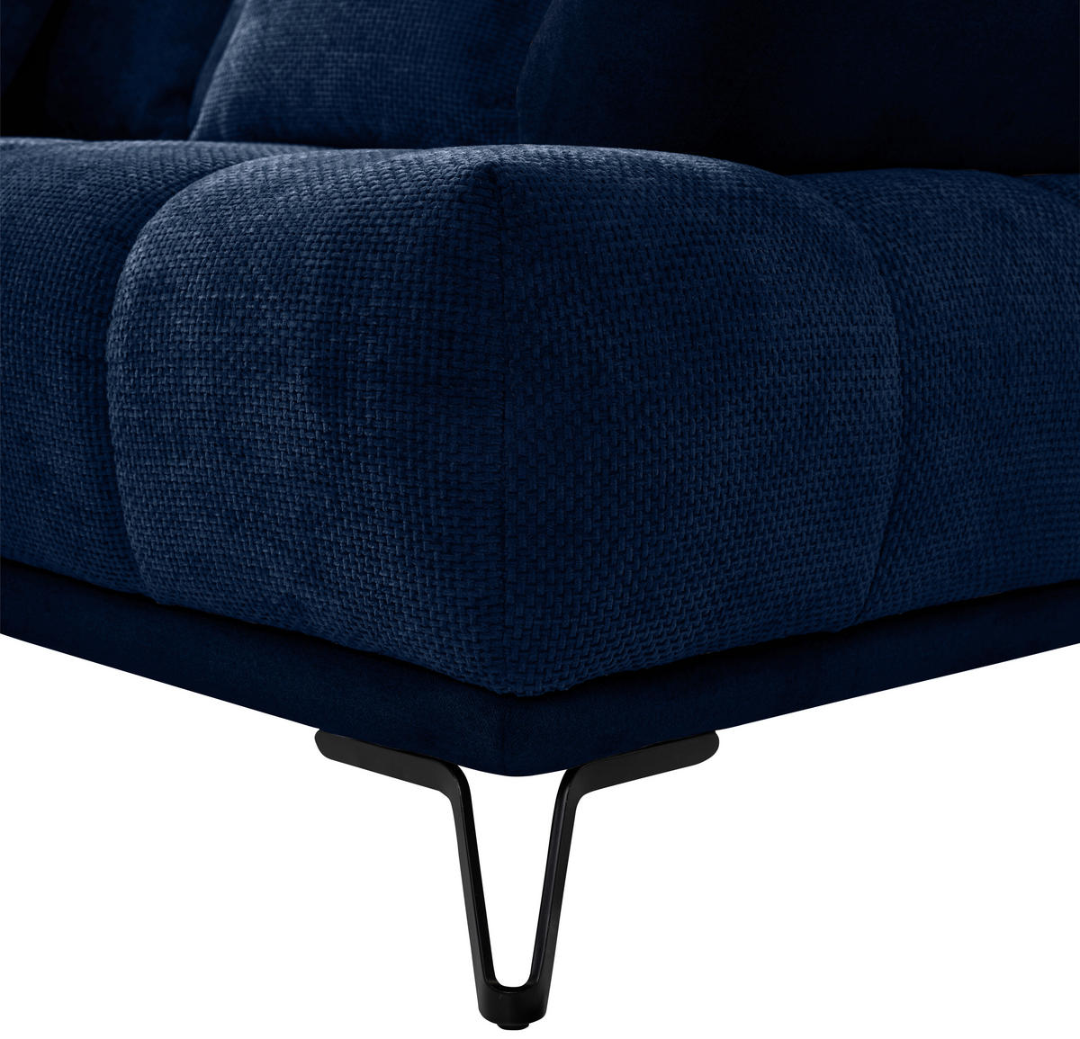 HÖRNSOFFA i chenille mörkblå  - svart/mörkblå, Modern, metall/textil (184/262cm) - MID.YOU