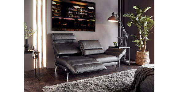 2-SITZER-SOFA in Echtleder Schwarz - Chromfarben/Schwarz, Design, Leder/Metall (198-246/83/96-187cm) - Dieter Knoll