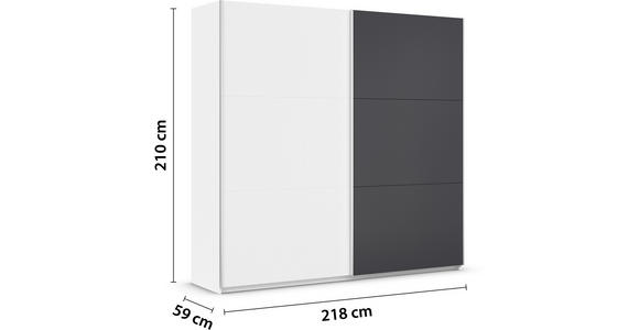 SCHWEBETÜRENSCHRANK 218/210/59 cm 2-türig Weiß, Dunkelgrau  - Dunkelgrau/Alufarben, Design, Holzwerkstoff/Metall (218/210/59cm) - Xora