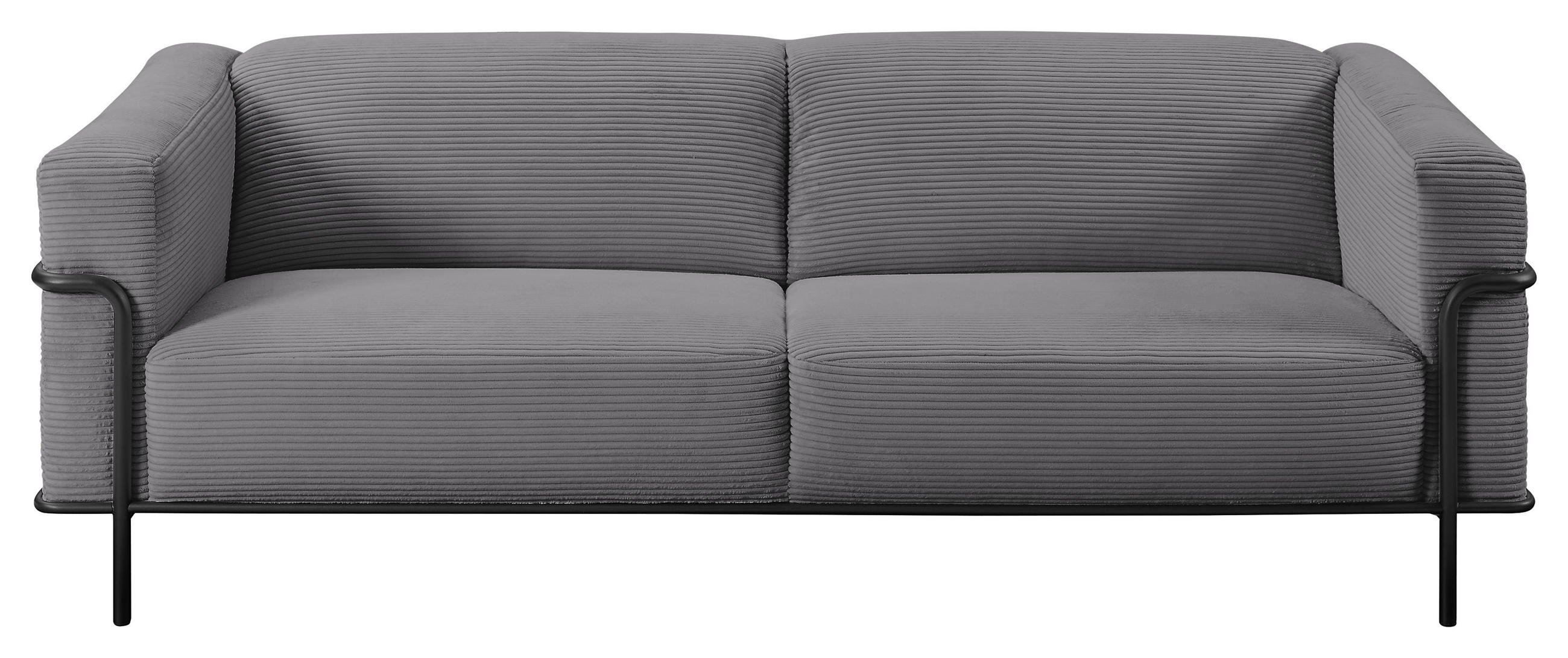 2,5-SITZER Cord Dunkelgrau  - Dunkelgrau/Schwarz, Design, Textil/Metall (216/67/96cm) - Johann Jakob