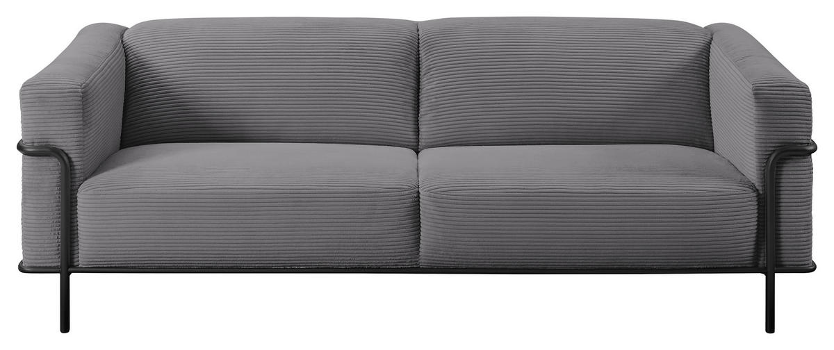 2,5-SITZER in Cord Dunkelgrau  - Dunkelgrau/Schwarz, Design, Textil/Metall (216/67/96cm) - Johann Jakob