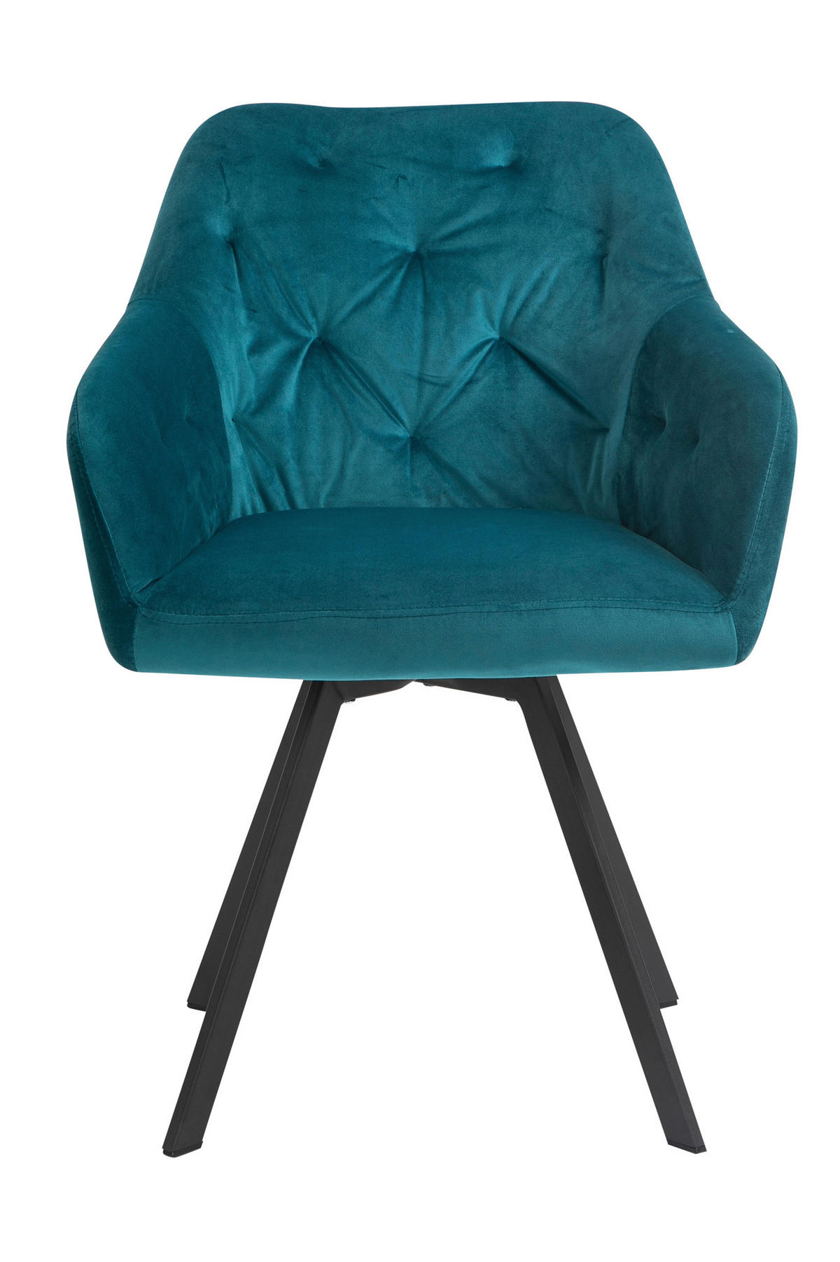 ARMLEHNSTUHL  in Samt  - Türkis/Schwarz, MODERN, Textil/Metall (61/85/62cm) - Livetastic