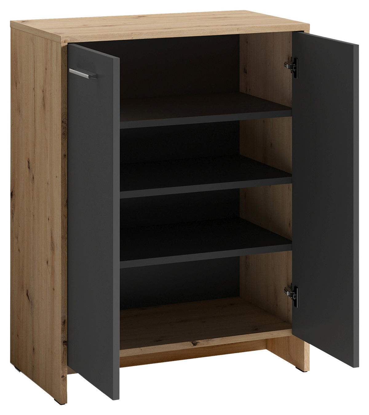 SCHUHSCHRANK Anthrazit, Eiche Artisan  - Anthrazit/Eiche Artisan, MODERN, Holzwerkstoff/Kunststoff (63/83/35cm) - MID.YOU